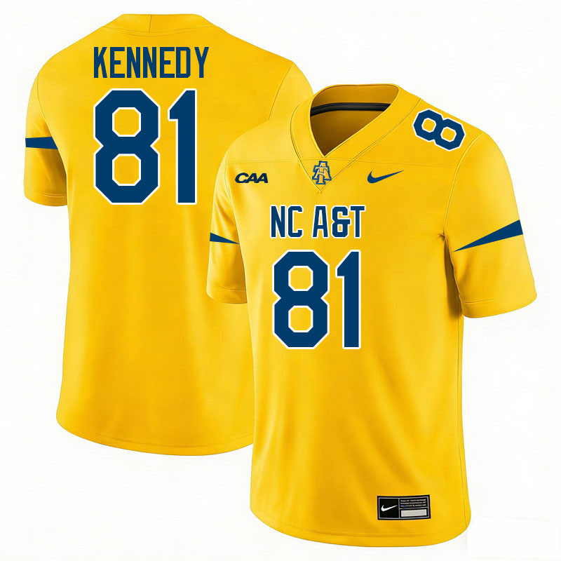 North Carolina A&T Aggies #81 Elijah Kennedy College Football Jerseys,Uniforms-Gold
